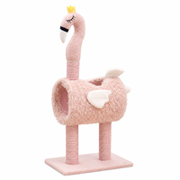 Arbre à chat rose flamant rose, tunnel pour chat, griffoir, lit en peluche, structure d'escalade en sisal pour chats d'intérieur