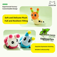 Jouet pour chat en peluche douce en forme de chenille arc-en-ciel avec herbe à chat, jouet interactif à mâcher pour chaton, jeu d'intérieur pour chat, 4 couleurs