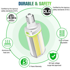 Lámpara LED de Reemplazo para Shoebox, 100-277V, E39, Montaje Horizontal, Bombilla LED Tipo Maíz de 80W, Reemplazo para MH HPS HID de 150W-250W, DLC ETL - Product Image 4