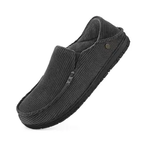 Chaussures de maison en mousse à mémoire de forme respirantes en velours côtelé pour hommes pantoufles de mocassin à talons pliables d'intérieur et d'extérieur antidérapantes