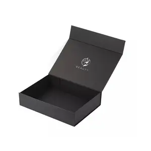 Custom Logo Folding Foldable Luxury Black Magnetic Gift Box Cardboard Packaging For Cosmetic Gifts