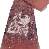 Tissu de dentelle africaine de luxe brodé de perles, tissu de dentelle perlée pour mariage avec sequins