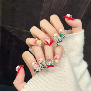 <span class=keywords><strong>Uñas</strong></span> postizas rojas de Navidad al por mayor, diseño de pato, reno 3D y lazo francés, 10 unidades, hechas a mano, con embalaje personalizado, efecto brillante - Product Image 3