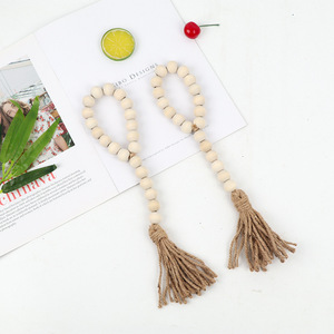 Cross-border hand-woven cotton <b>thread</b> tassel beaded American country style home decor hanging ornament made of wood <b>beads</b> - Product Image 3