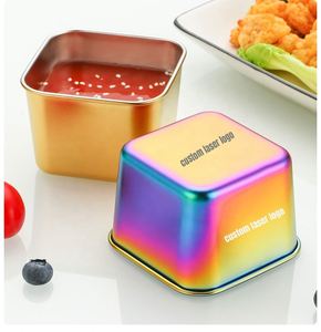 Factory Direct Korean 304 Stainless Steel Square <b>Dipping</b> Dish Kitchen Snack Storage Salad Tomato Sauce Cup for Home Restaurant - Product Image 4