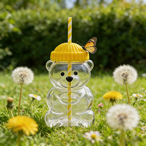 แก้วกาแฟใสทรงหมีเท็ดดี้ ลายการ์ตูน น่ารัก สีเขียว ขนาด 591 มล. พร้อมฝาปิด ทำจากแก้วบอโรซิลิเกตคุณภาพสูง ลดราคาพิเศษ - Product Image 1