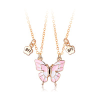 Collier pendentif magnétique en alliage de zinc imitation chaîne à maillons, motif cœur puzzle, émail goutte d'huile, cadeau idéal pour couples et meilleurs amis - Vente chaude