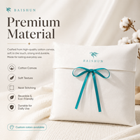 Pochette en coton avec rabat, ruban et nœud, logo personnalisé, sérigraphie, marquage à chaud, personnalisation du ruban, OEM ODM