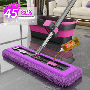 Mop Piatto in Ciniglia Rinforzato per Lavaggio a Mano, Strumento per Pulizia Pavimenti di Grandi Aree, <span class=keywords><strong>Facile</strong></span> Strizzatura, Ecologico, Automatico - Product Image 5