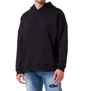 Chất Lượng Cao Cấp 500 GSM Quá Khổ 65% Cotton 35% Polyester Áo Kinh Điển Người Đàn Ông Của Quá Khổ Logo Hoody