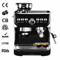 Machine à café expresso semi-automatique professionnelle 19 bars avec moulin intégré, manomètre, mousseur à lait, programmable, OEM ODM