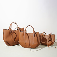 Sac fourre-tout à bandoulière en cuir véritable de grande capacité, design coréen, avec dessus ouvert et doublure en polyester pour femmes