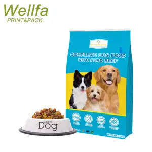 Aluminium Foil Flat Bottom Dog Cat Food 10kg 20 kg 50kg 40lb Bags With Slider Zipper Side Gusset Pet Food Packaging