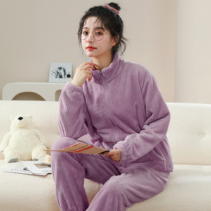 Samwestart أحدث بيجامات بدلة الفتيات الكبار الحرارية السيدات ملابس نوم سميكة دافئة طقم Flaanel النساء منامة الشتاء - Product Image 2