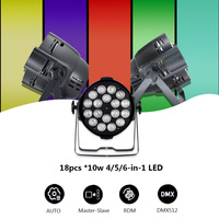 Projecteur LED Par 18*10W RGBWA+UV 4/5/6-en-1 avec boîtier en aluminium pour contrôle DMX512 8/9/10 canaux, angle de faisceau 25° °