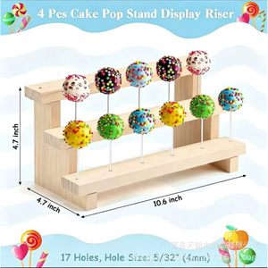 Wooden Candy Lollipop Display Rack 3 Tier Multi Hole Desktop Storage For Birthday <b>Cake</b> <b>Decorating</b> <b>Supplies</b> - Product Image 5