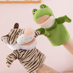 36 modè<span class=keywords><strong>les</strong></span> de marionnettes à main en peluche d'animaux de <span class=keywords><strong>dessin</strong></span> <span class=keywords><strong>animé</strong></span> (grenouille, ours) pour l'éducation préscolaire, accessoires de maternelle, simulation pour le commerce extérieur - Product Image 1