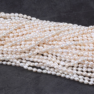 Wholesale Handmade Rice Shaped 5-6mm Freshwater Pearls Small Rice <b>Beads</b> for DIY Jewelry <b>Loose</b> Beaded Hairpins - Product Image 2