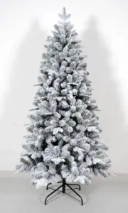 Árboles con bisagras flocados de nieve Premium Pino de Navidad artificial Árbol de Navidad blanco de Pvc iluminado en interiores - Product Image 2