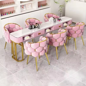 Nuevo Juego de Muebles de Salón de Belleza de Estilo Moderno, Mesa y Silla de Manicura de Terciopelo y Mármol - Product Image 5