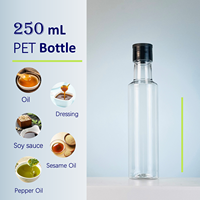 250ml pour bouteille vide ronde de qualité alimentaire en PET pour huile d'olive vinaigre assaisonnement sésame sauce soja bonbons/lait et sucre