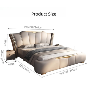 Rosegia Hot Selling Modern Cooling Genuine Leather Adjustable Soft <strong>Bed</strong> Double <strong>Bed</strong> Wedding King/Queen <strong>Pine</strong> Wood <strong>Frame</strong> High - Product Image 5