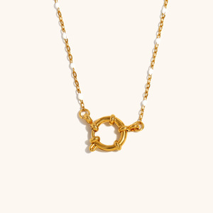 שרשרת תכשיטים ללא נירוסטה מצופה זהב 18 קראט שרשרת אבזם חרוזים צבעוניים שרשראות אופנה diy - Product Image 5