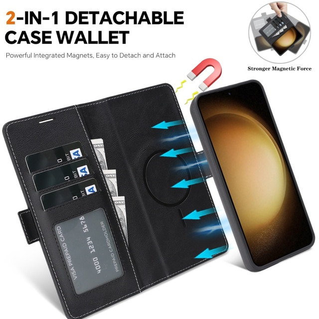 High Quality Q1 Detachable Wallet Case for iPhone 13 14 15 16 17 Pro Max Magnetic Phone Cases for Samsung S25 S24 Ultra Google