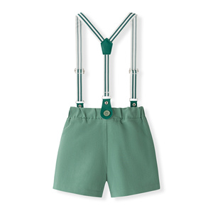 Catpapa Vente en gros Ensemble 3 pièces pour bébé : Barboteuse, short à bretelles et nœud papillon, tenue de cérémonie pour baptême - Product Image 6