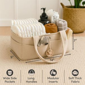 Portable Mommy Nursery Organizer Baby Diaper <strong>Storage</strong> Basket <strong>Nappy</strong> Caddy-for On-the-Go <strong>Storage</strong> - Product Image 5