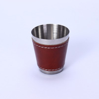 Verre à liqueur en acier inoxydable de 30 ml avec revêtement en cuir personnalisé, bouteille de boisson portable, petit verre en métal