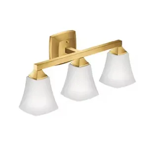 22-1/6 in. 100W 3-Light Medium E-26 Incandescent Vanity Fixture with Frosted Glass in Brushed Gold