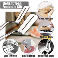 Dubbelzijdige frituurspatel, multifunctionele roestvrijstalen voedselclip, afvoersleuven, lichtgewicht, vaatwasmachinebestendig, keuken