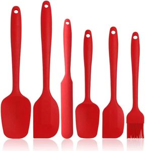 Nouvel ensemble d'ustensiles de cuisine en silicone de qualité alimentaire, résistant à la chaleur, 5 pièces, avec poignées en bois, spatules pour la décoration de gâteaux - Product Image 1