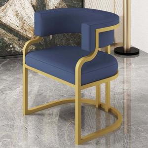 Fauteuil individuel moderne et léger en cuir PU, petit tabouret simple pour salon de manucure et maquillage, dossier solide et courbé - Product Image 2