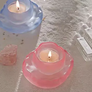 Candela di cera di soia fatta a mano in vetro di lusso vassoio per candele con Logo personalizzato romantico creativo e candele uniche