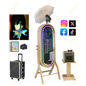Photobooth espejo de madera Salsa2 Cámara máquina Shell Super gran pantalla táctil y tiras de luces RGB funda de vuelo para boda - Product Image 1