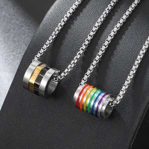 클래식 로마 숫자 목걸이 도매 게이 프라이드 레인보우 목걸이 스테인리스 스틸 LGBT 우정 목걸이 - Product Image 2