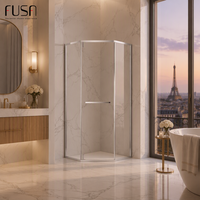 Partisi Kamar Mandi FUSA 1 Pintu Pivot Shower 2 Panel Tetap Kaca Tempered 8mm Rangka Baja Tahan Karat 304 Penjualan Langsung Pabrik