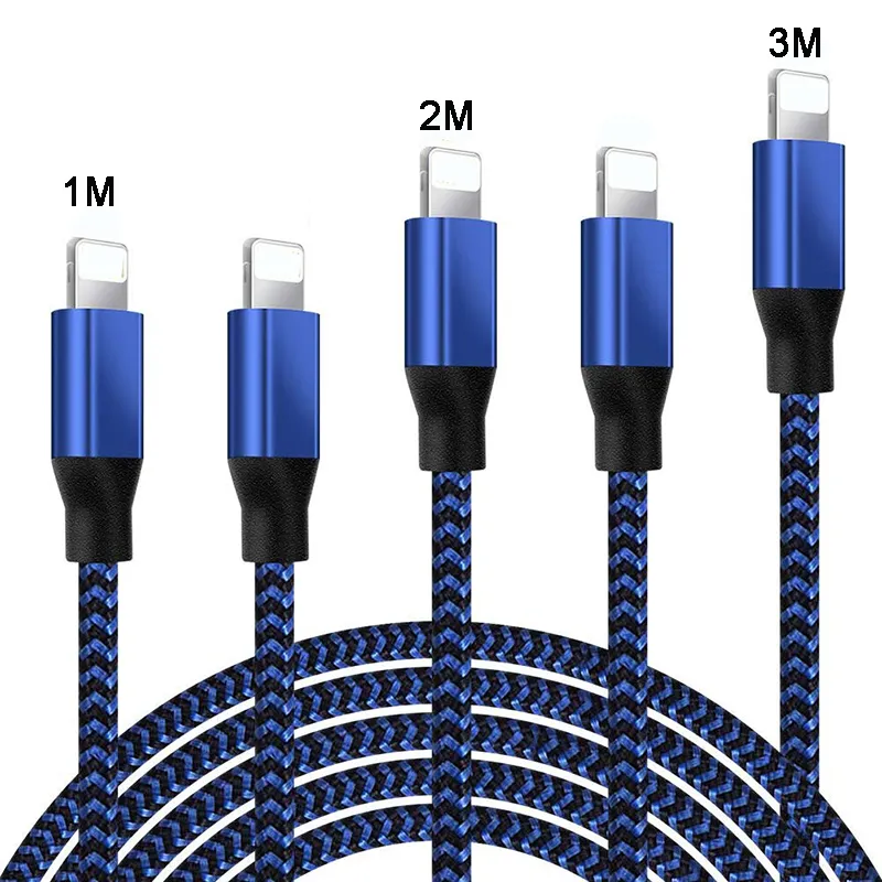1M 2M 3Mfor iPhone Charger Cable Lightning Cable Nylon Braided 8pin USB Sync Cord Fast Charging Cable