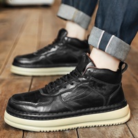 Chaussures montantes en microfibre pour hommes, tendance automne-hiver, polyvalentes, résistantes à l'usure, rehaussantes, solides