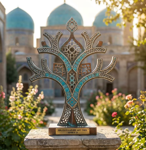 Serie 25 Scultura in Bronzo Majolica Azure Art Tree con Intarsio in Mosaico Turchese per Siti di Patrimonio Culturale e Giardini - Product Image 1