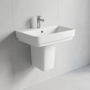 Ensemble de lavabo demi-pied en granit blanc massif, résistant à l'eau, pour villa, vente en gros - Product Image 2