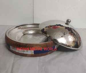 Cazuela de madera y acero inoxidable de primera calidad, plato para servir comida, diseño de tendencia, olla caliente para bodas y eventos - Product Image 1