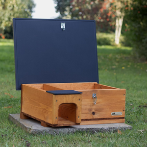 <span class=keywords><strong>Maison</strong></span> pour hérissons moderne en bois, isolée et résistante au froid, avec toit en bitume à fixation murale, entrée longue et boîte de protection contre les prédateurs - Product Image 2