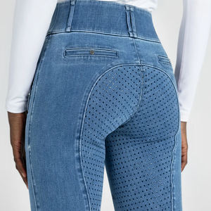 KY1037 <span class=keywords><strong>Pantalon</strong></span> équestre en denim pour <span class=keywords><strong>femme</strong></span> <span class=keywords><strong>Jeans</strong></span> en silicone respirant élastique Jodhpurs Collants d'équitation <span class=keywords><strong>Jeans</strong></span> Culottes - Product Image 1
