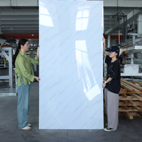 Panneau mural en PVC à grain de marbre haute brillance avec revêtement UV, plaque en plastique imitation pierre, feuille de marbre