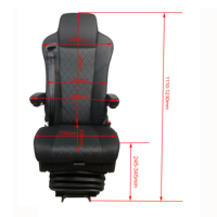 Siège de camion à suspension pneumatique multifonctionnel et réglable avec revêtement en cuir PU noir