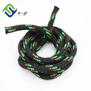 High Tensile Double Braided 16mm Polyester Rope Marine Black Color With Colorful Tracer
