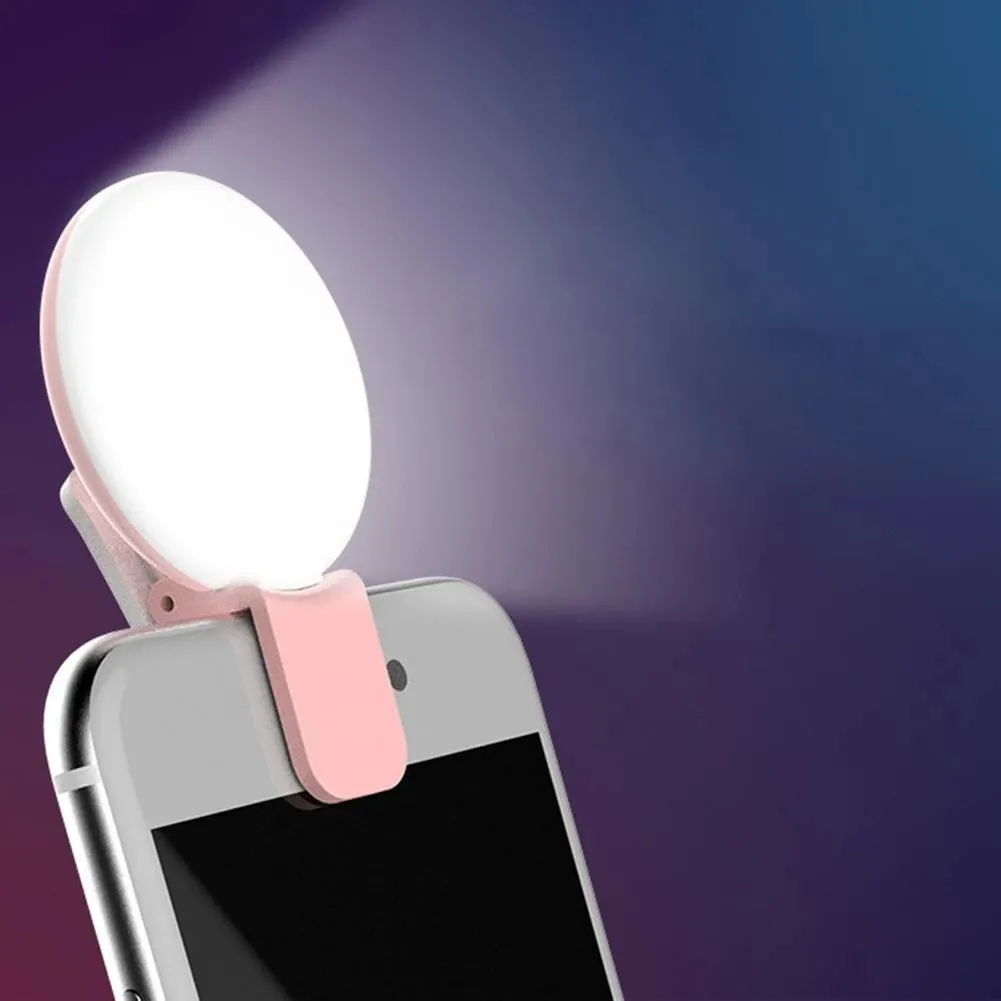 Mini Q Selfie Ring Light LED Flash Phone Lens Light USB Rechargeable Clip Mobile Phone Fill Lamp Women Selfie Lights